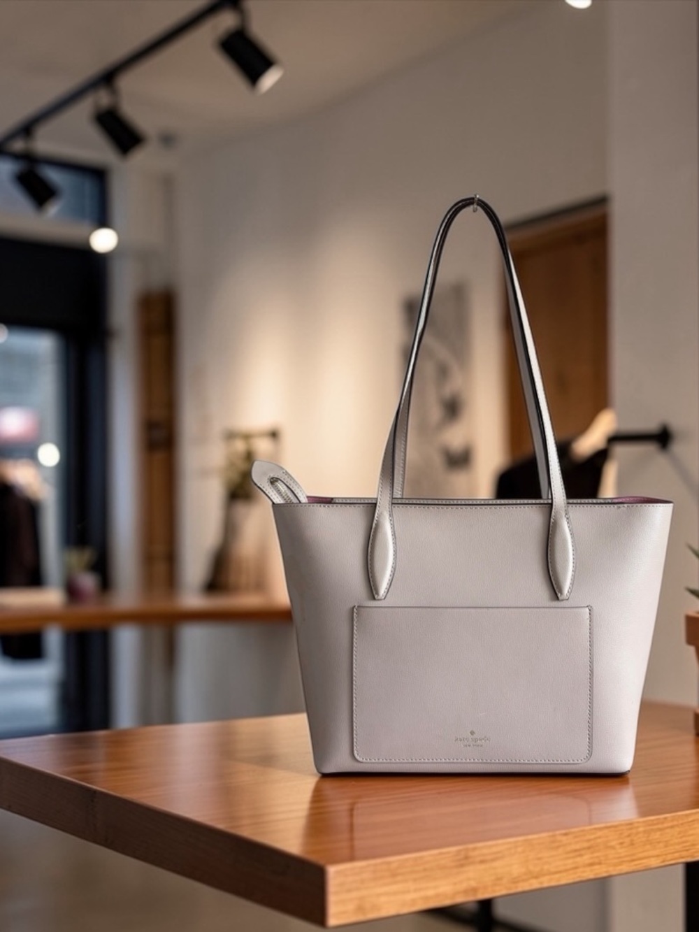 kate spade Gray Leather Tote with Front Slip Pocket - Picture 15 of 16